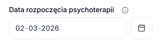 Pole Data rozpoczęcia psychoterapii w edycji danych pacjentki w ZenMed